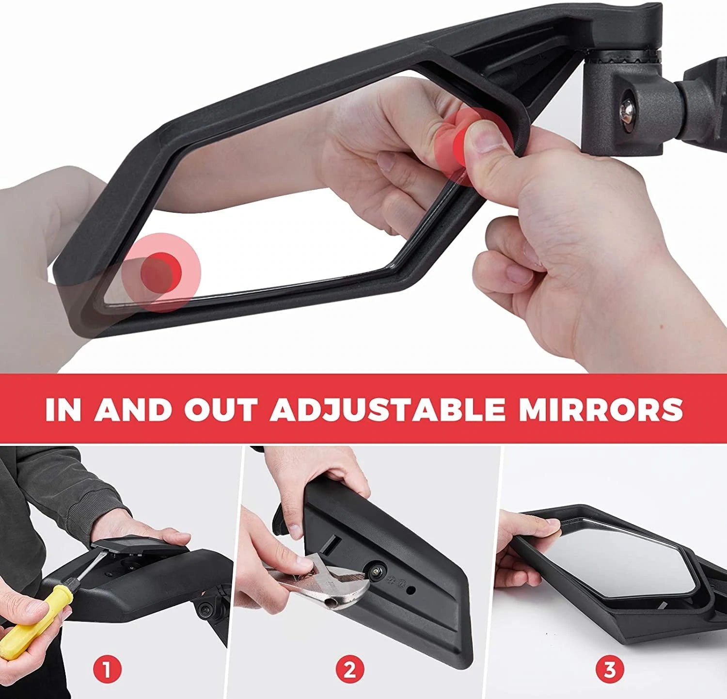 Upgraded 360 Degree Adjustment Maverick X3 Side Mirrors Compatible with Can Am 2017 2018 2019 2020 2021 2022 - OHMU