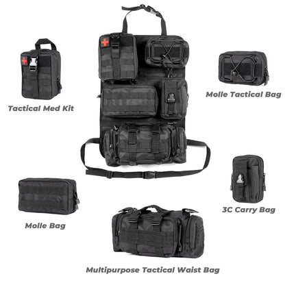 Universal Tactical Vehicle Seat Back Organizer with 5 Detachable Molle Pouch - OHMU