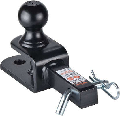 ATV Hitch Ball Mount 2 inch Ball with 1-1/4 inch Solid Shank, with 1/2 inch Pin & Clip, Rated 2000 lbs