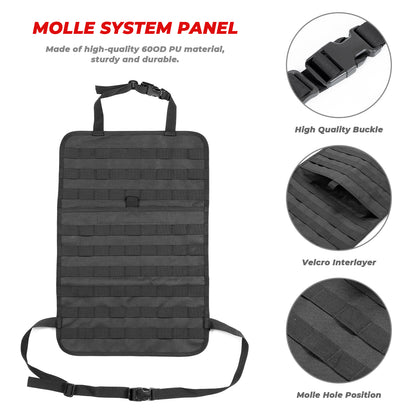 Universal Tactical Vehicle Seat Back Organizer with 5 Detachable Molle Pouch
