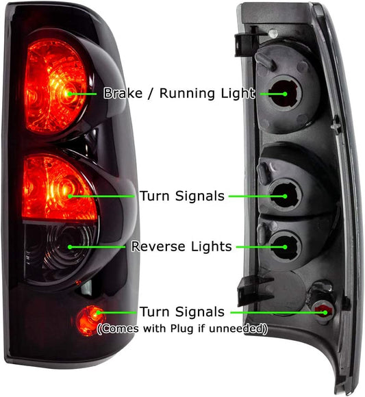 Tail Brake Lights Assembly Rear Lamps Replacement for 1999-2007 Chevy Silverado 1500 2500 3500