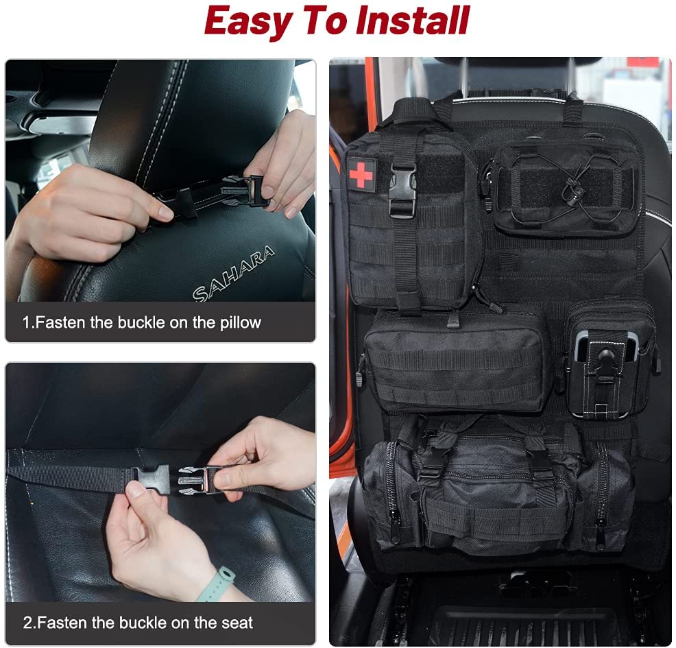 Universal Tactical Vehicle Seat Back Organizer with 5 Detachable Molle –  OHMU