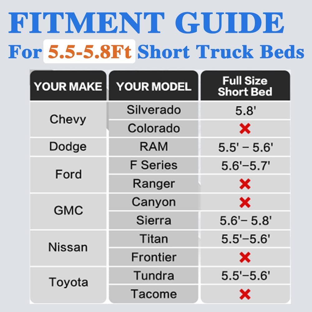 Universal Truck Bed Air Mattress – 5.5-5.8ft – Inflatable With Pump & Pillows For Ford Dodge GMC