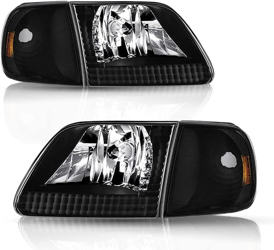 Headlight Assembly Compatible with Ford 1997-2003 F150 / 2004 F150 Heritage / 1997-2002 Expedition / 1997-1999 F250