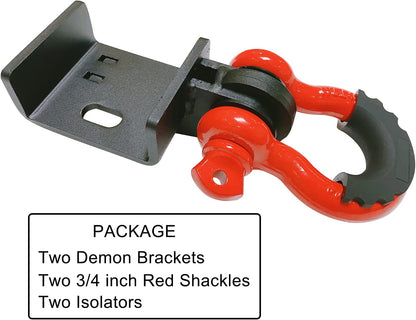 Front Demon Tow Hook Bracket with 3/4 inch Shackles Fit for Toyota Tacoma 2009-2021 Demon Shackle Mount - OHMU