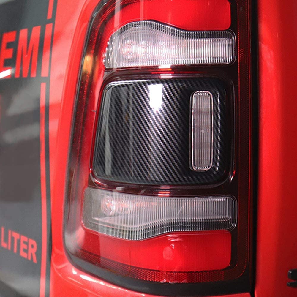 Rear Taillight Tail Light Lamp Cover Trim Frame For Dodge Ram 1500 2019+ (Carbon Fiber Pattern)