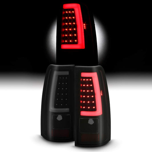 Fits 2003-2006 Chevy Silverado 1500/2500/3500/1500HD/2500HD 2007 Classic C-Tube Black Smoked Tail Lights Pair Fleetside