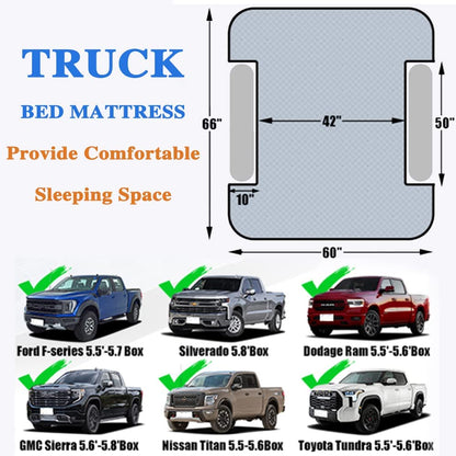 5.5-5.8Ft Camping Pickup Truck Bed Air Mattress Air Bed with Inflatable Pillow - OHMU