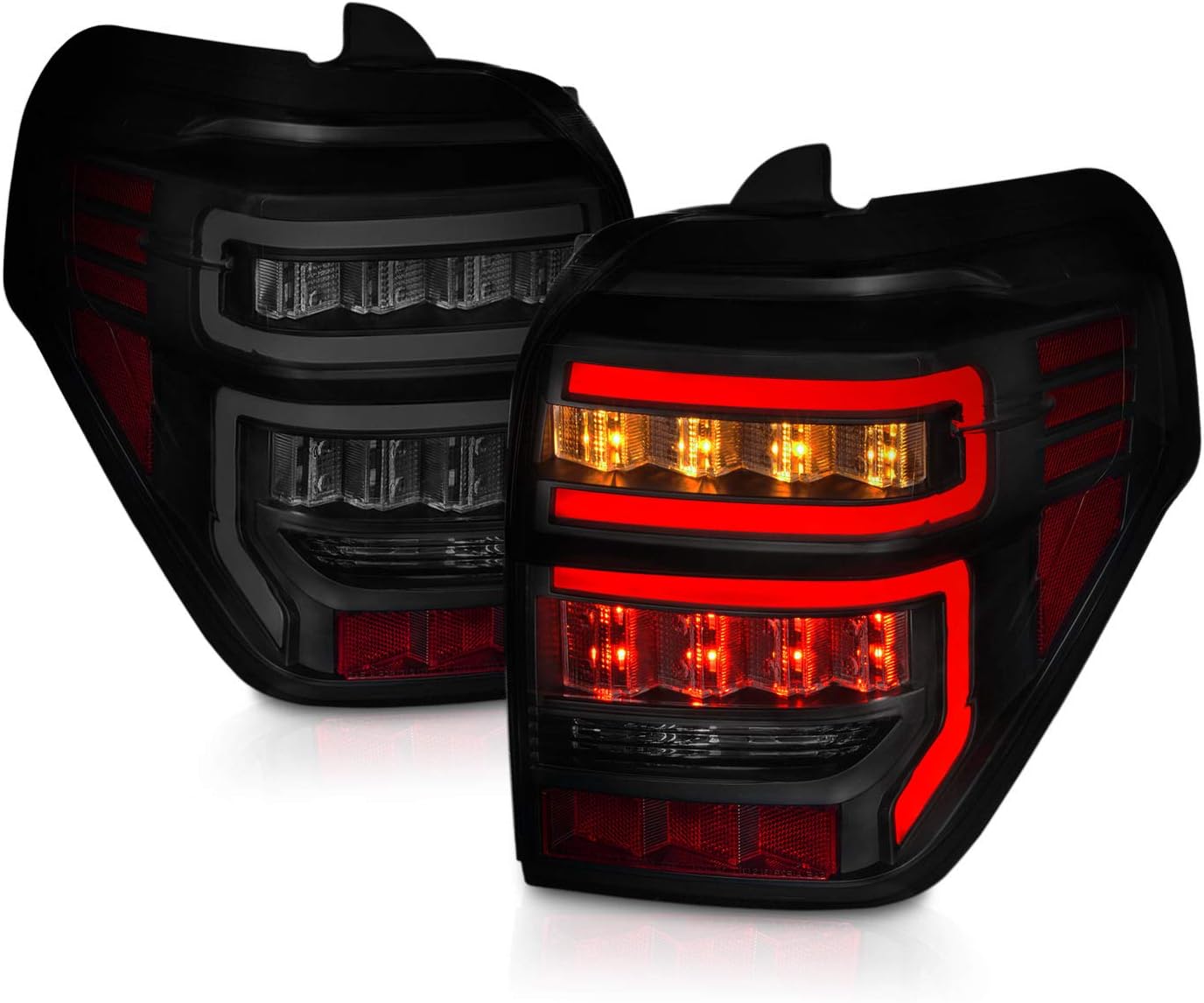 For 2010-2022 Toyota 4 Runner LED Tube Smoke Black Replacement Tail Light Assembly Pair - Passenger and Driver Side - OHMU