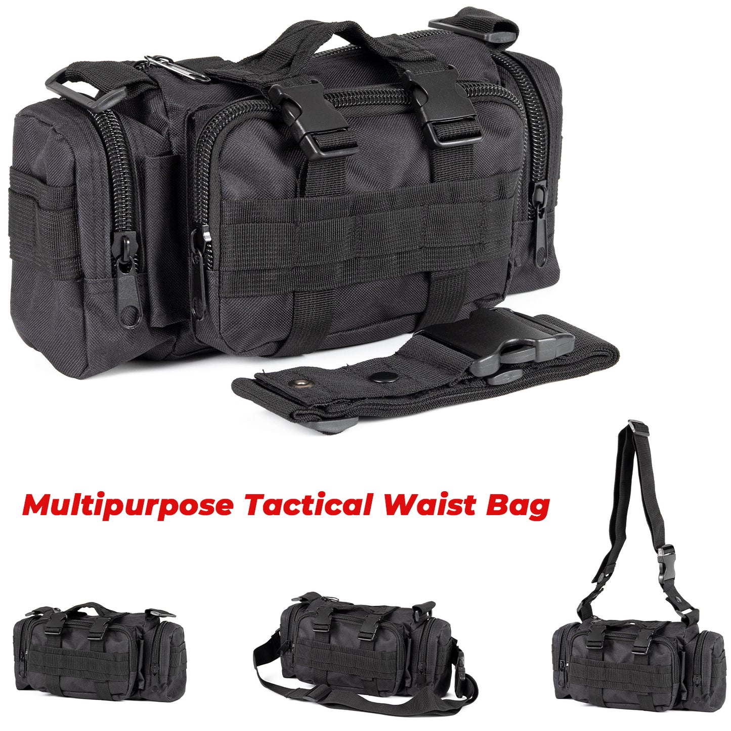 Universal Tactical Vehicle Seat Back Organizer with 5 Detachable Molle Pouch