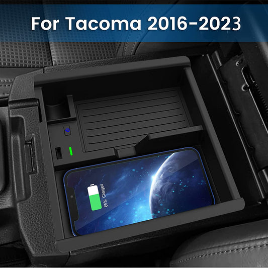 Wireless Charger & Center Console Organizer Tray for 2016-2022 2023 Toyota Tacoma