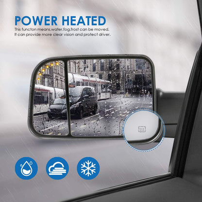 Power Heated Towing Mirrors Compatible for 02-09 Ram Flip Up Left Right Pair w/Arrow Light and Turn Signal Light (Set of 2) - OHMU