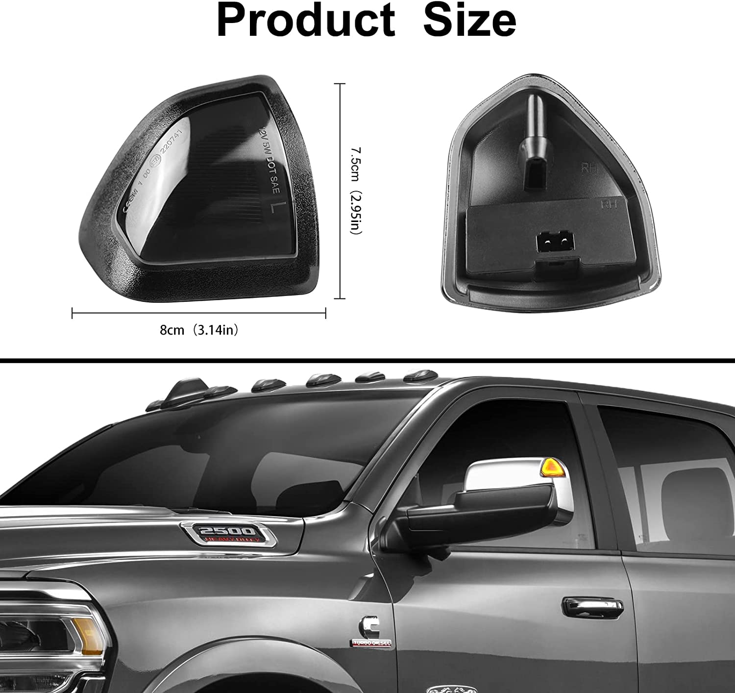 LED Side Towing Mirror Indicator Light for 2010-2018 Dodge RAM 1500 2500 3500 - OHMU