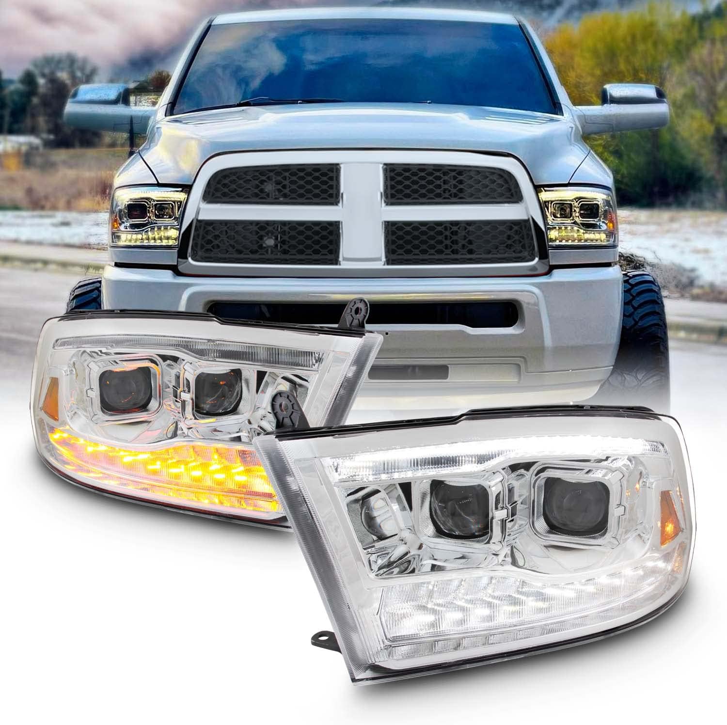 [Factory Upgrade] For 09-18 Dodge Ram 1500 2500 3500 LED DRL Headlights With Light bulbs - OHMU