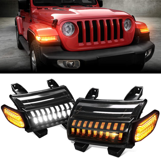 New Upgrade Smoke Lens LED Fender Light Kit for Jeep Wrangler JL 2018-2022