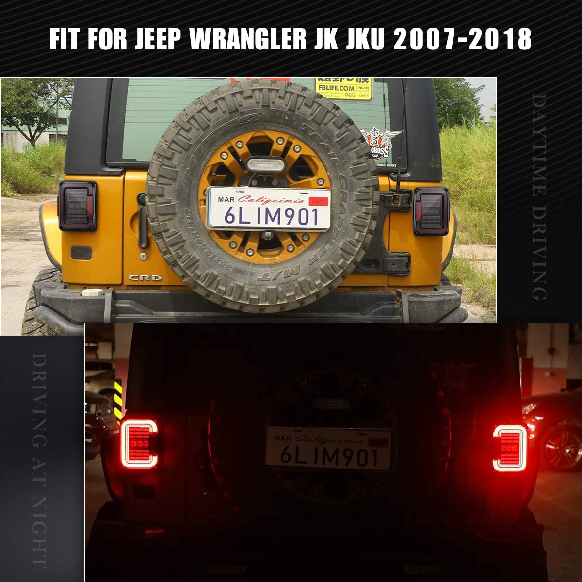 LED Tail Lights Compatible with Jeep Wrangler JK JKU 2007-2018