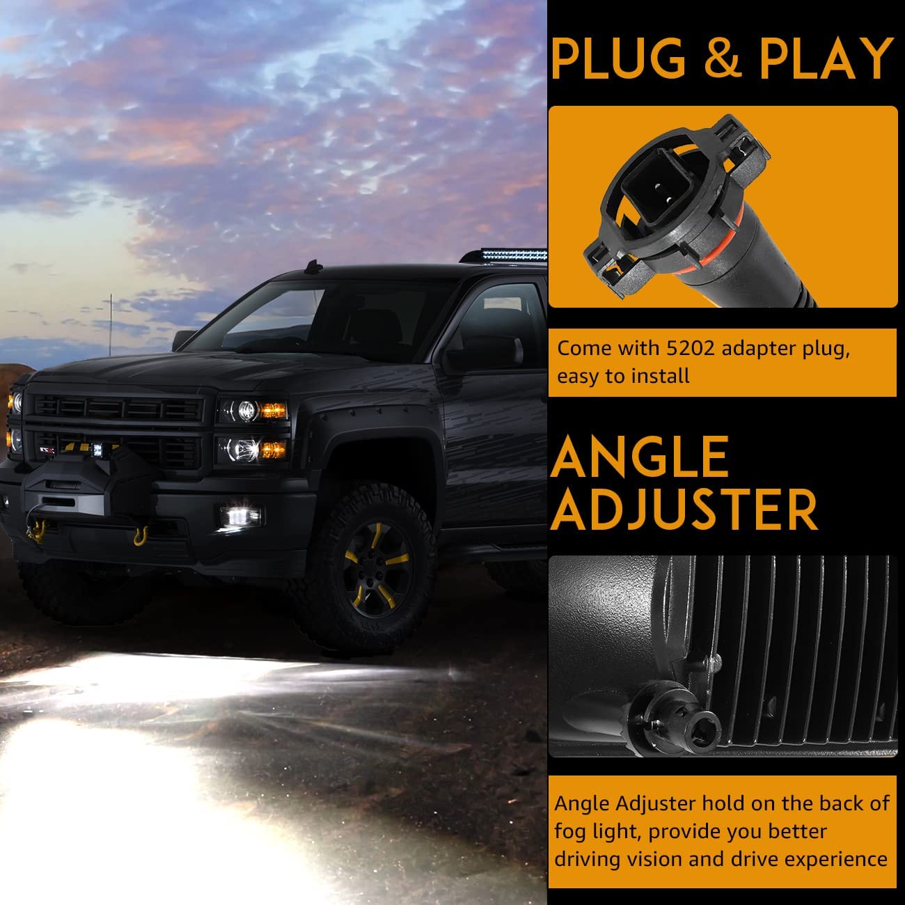 LED Fog Lights for Chevy Silverado 2008-2014/Avalanche 2007-2011 Suburban 2007-2014 Tahoe 2007-2014