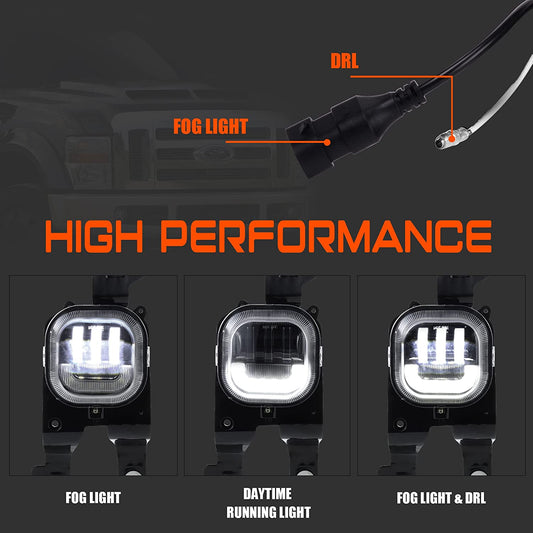 New updated LED Fog Lights W/DRL for 2008 2009 2010 FORD F250 F350 F450