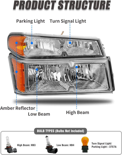 Headlight Assembly for 2004-2012 Chevy Colorado/GMC Canyon / 2006-2008 ISUZU I-Series - OHMU