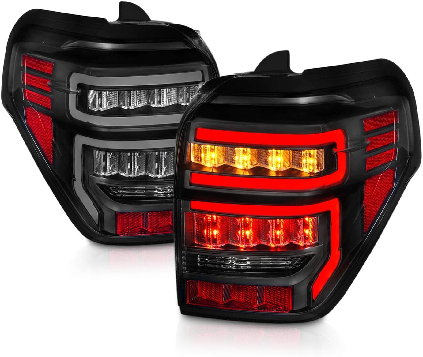 For 2010-2022 Toyota 4 Runner LED Tube Smoke Black Replacement Tail Light Assembly Pair - Passenger and Driver Side