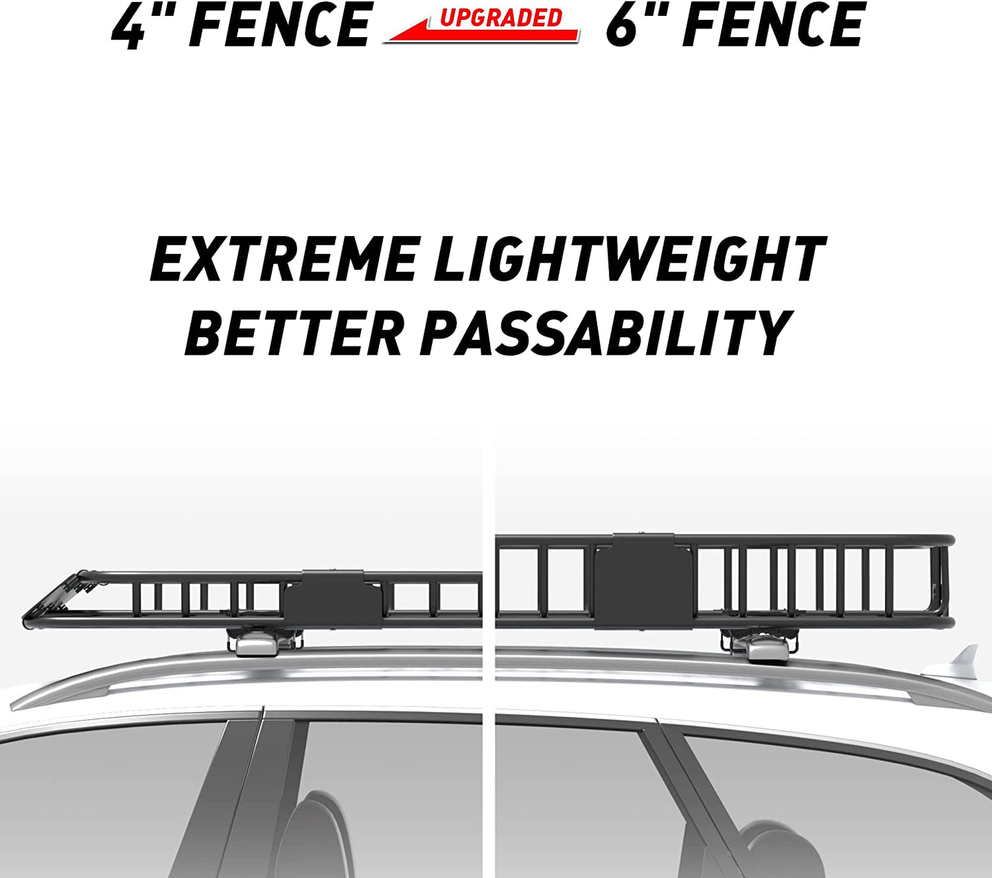 Upgraded 4” Fence Car Roof Basket with Extension - OHMU