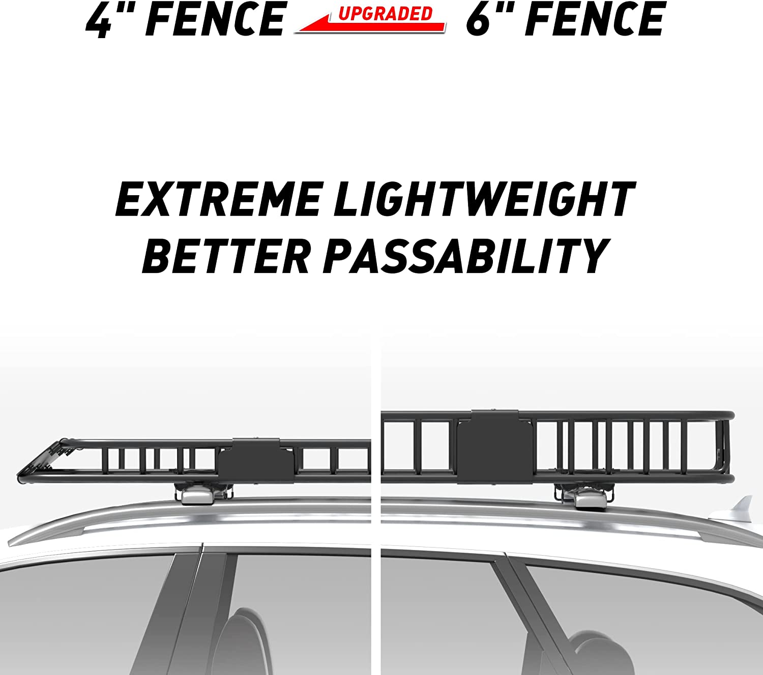 Upgraded 4” Fence Car Roof Basket with Extension - OHMU