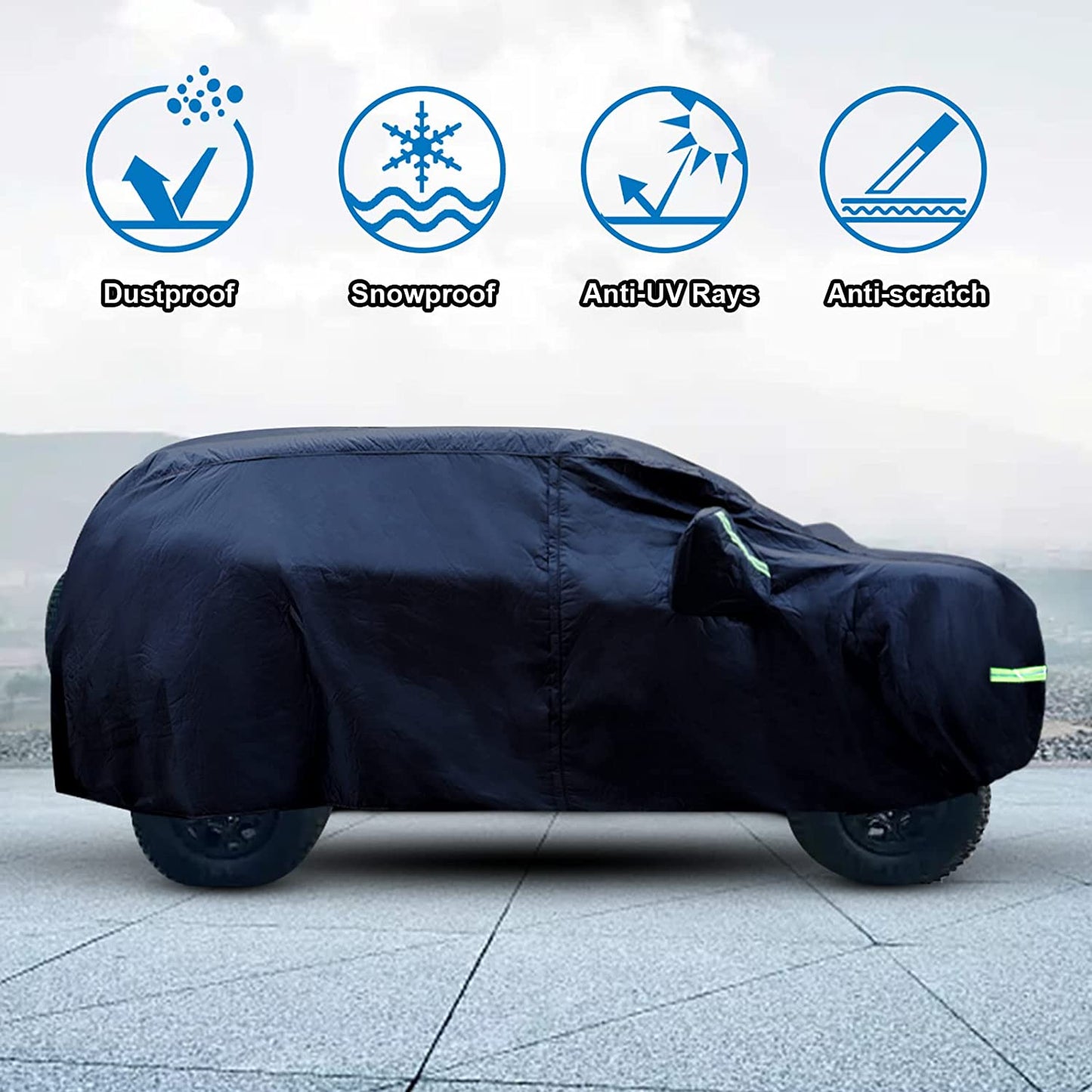 6 Layer SUV Car Cover for 2021 2022 2023 Bronco 4 Door Car Cover Waterproof All Weather 210T Windproof