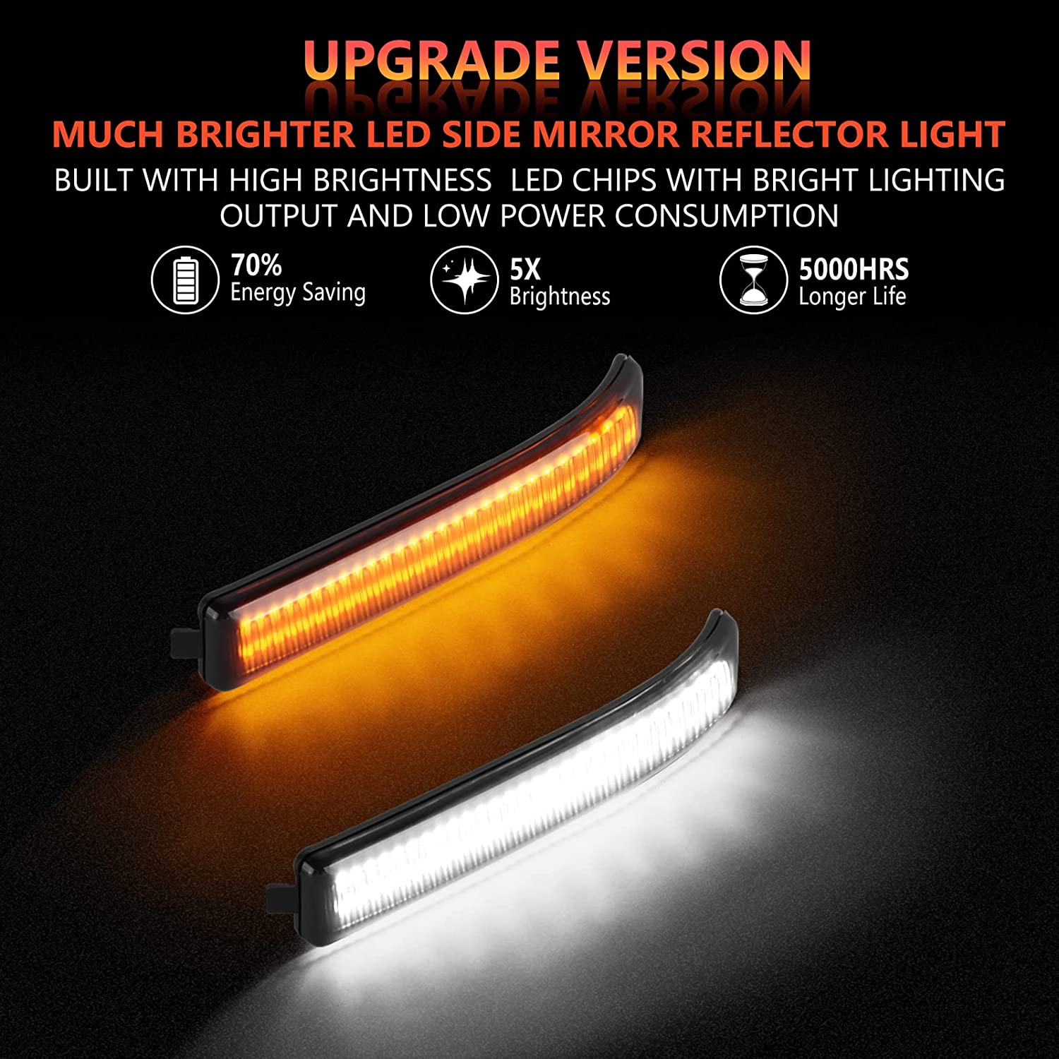 LED Sequential Side Mirror Reflector Lights for 2009-2014 Ford F150, Smoked Lens - OHMU