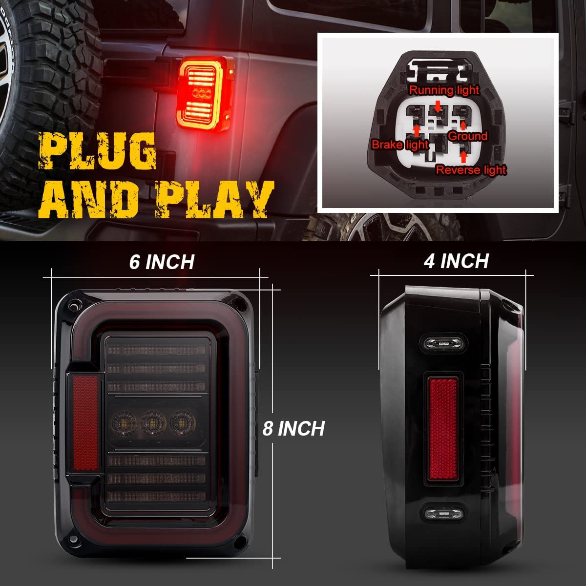 LED Tail Lights Compatible with Jeep Wrangler JK JKU 2007-2018 - OHMU
