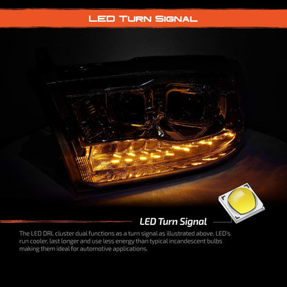 [Factory Upgrade] For 09-18 Dodge Ram 1500 2500 3500 LED DRL Headlights With Light bulbs - OHMU