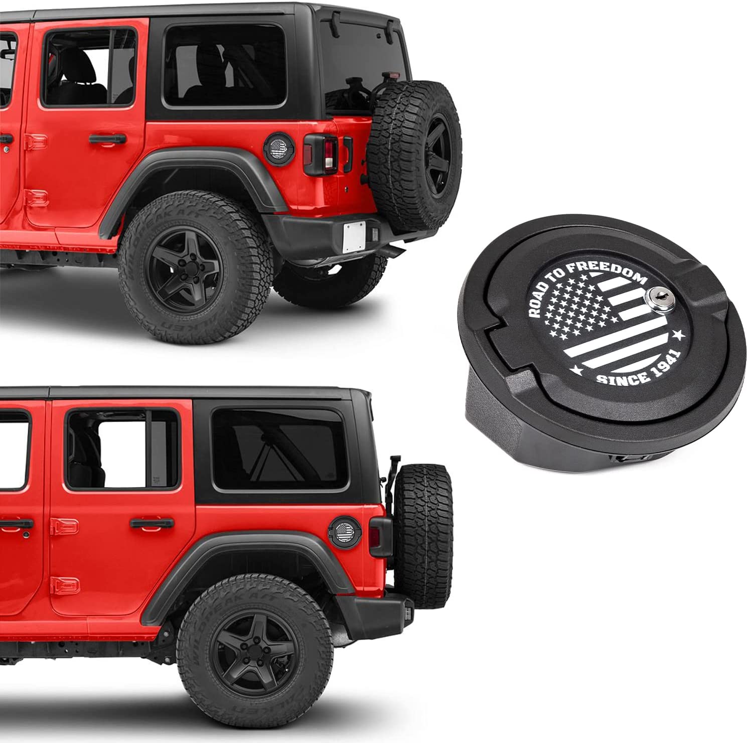Fuel Filler Cover With US Flag for 2018-2023 Jeep Wrangler JL JLU - OHMU