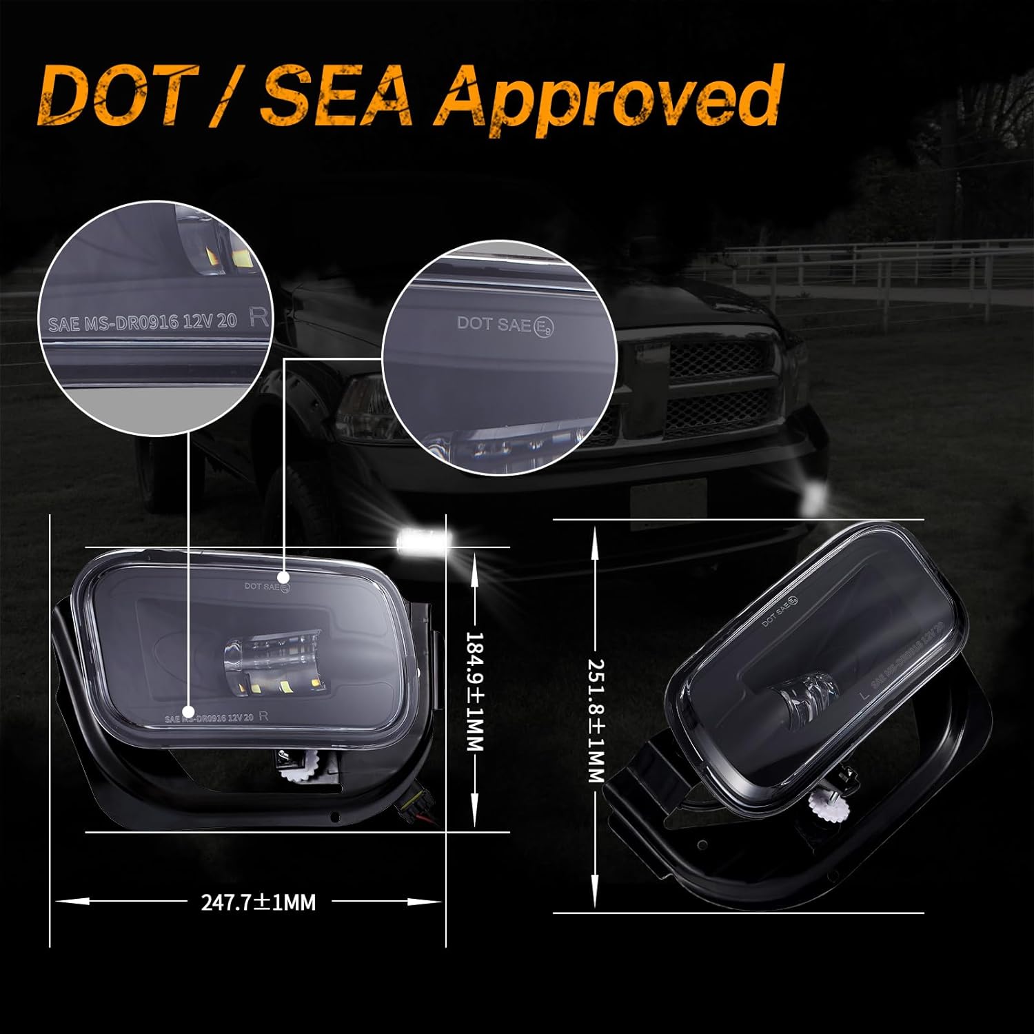 LED Fog Light for Dodge Ram 1500 2009-2012 Dodge Ram 2500/3500 2010-2018 Pickup Truck - OHMU