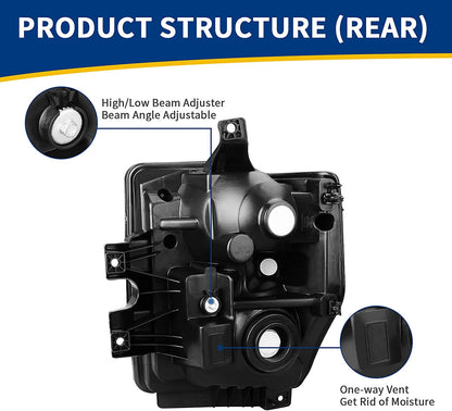 Headlight Assembly Compatible with 2008-2010 Ford F250 F350 F450 - OHMU