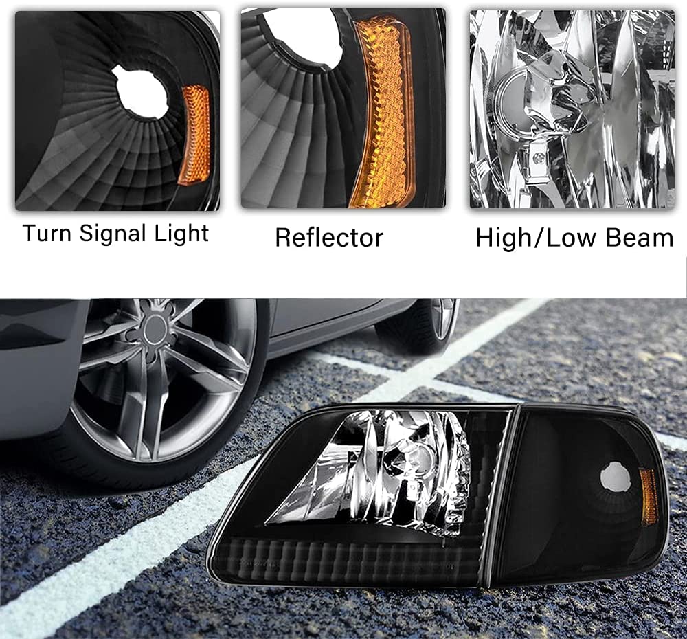 Headlight Assembly Compatible with Ford 1997-2003 F150 / 2004 F150 Heritage / 1997-2002 Expedition / 1997-1999 F250 - OHMU
