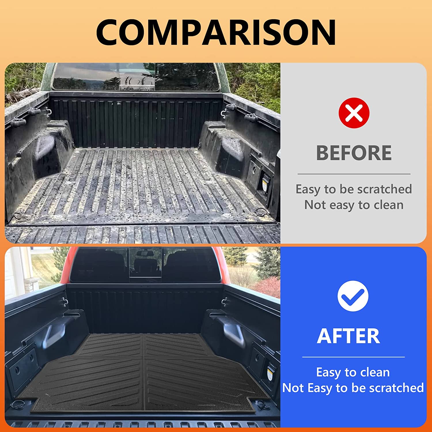  JTYZSM Trunk Bed Mat Fit for 2005-2023 Toyota Tacoma