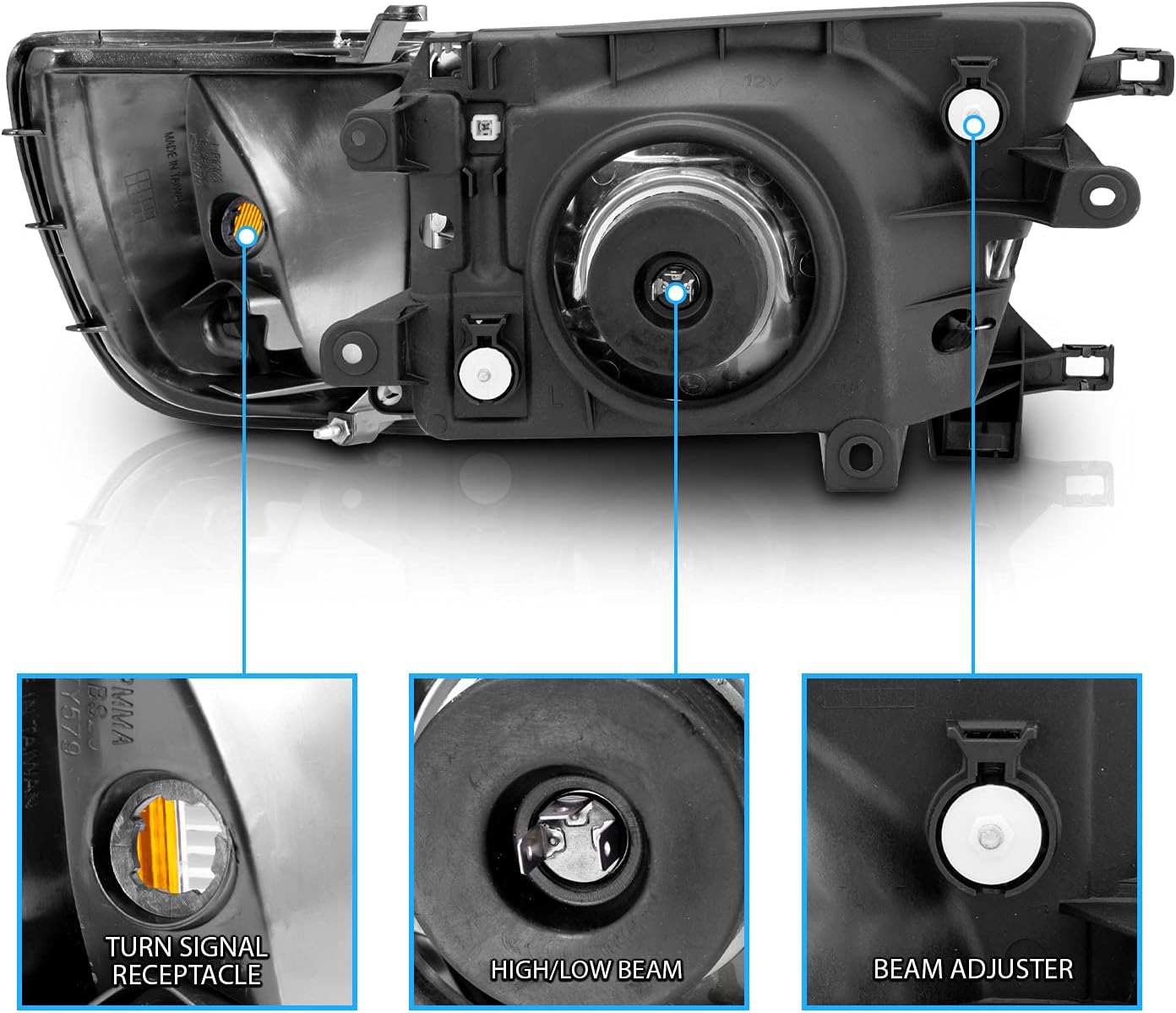 Halogen Headlights With Corner Lamp + Bracket For 1996-1998 Toyota 4Runner SUV N180 - OHMU