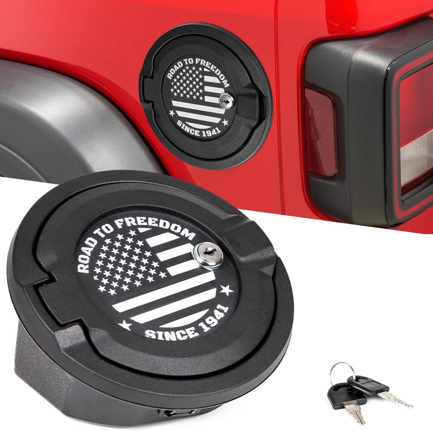 Fuel Filler Cover With US Flag for 2018-2023 Jeep Wrangler JL JLU - OHMU