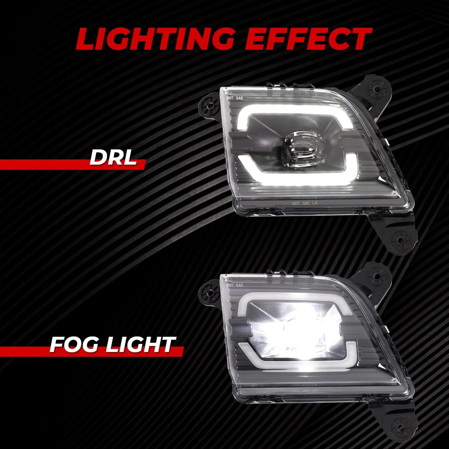 2023 Upgraded DRL Fog Lights with Switch and Wiring Set for 2019-2023 Chevrolet Silverado 1500 2500HD 3500HD