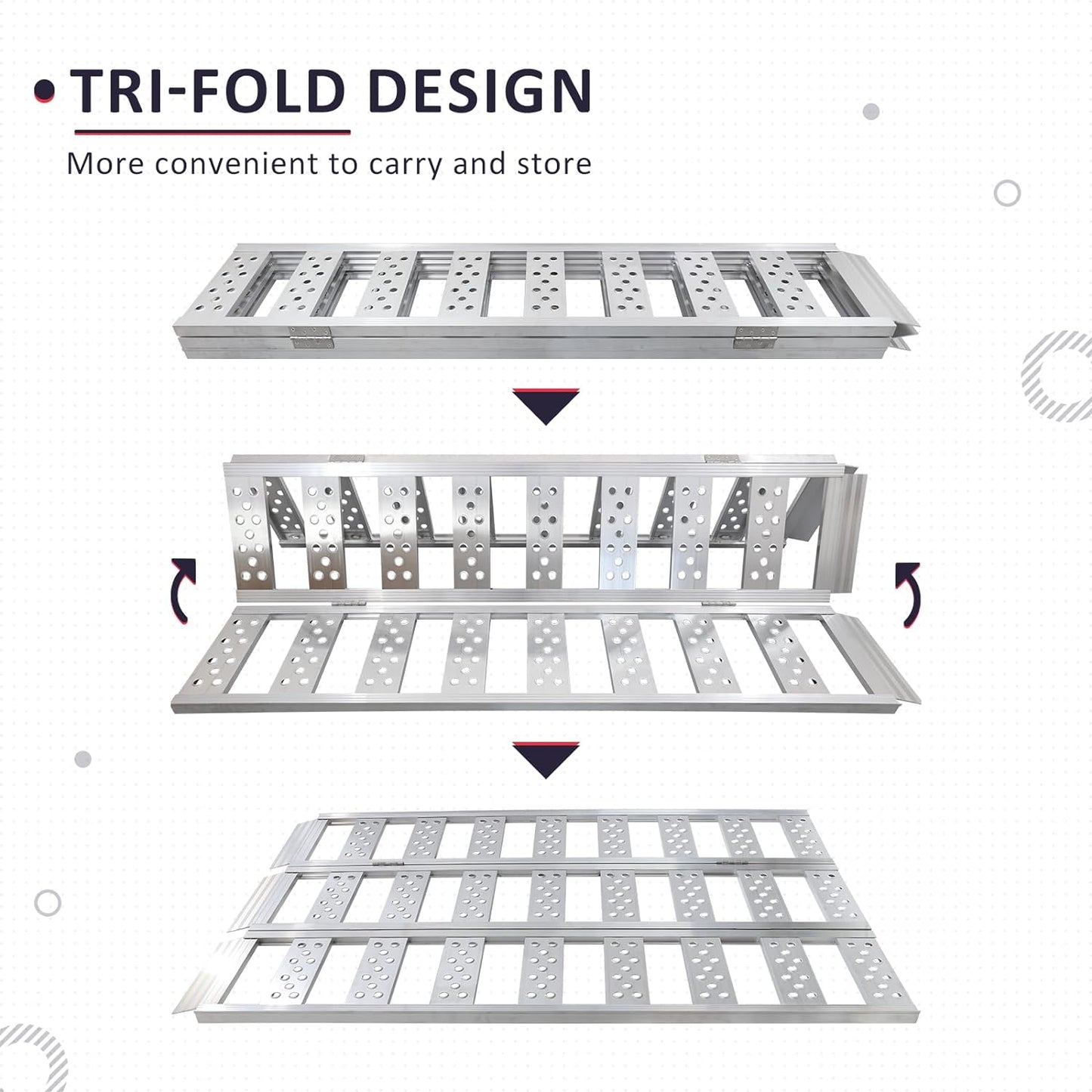 Tri-Fold Ramps with Treads with 1600Ibs Max Load