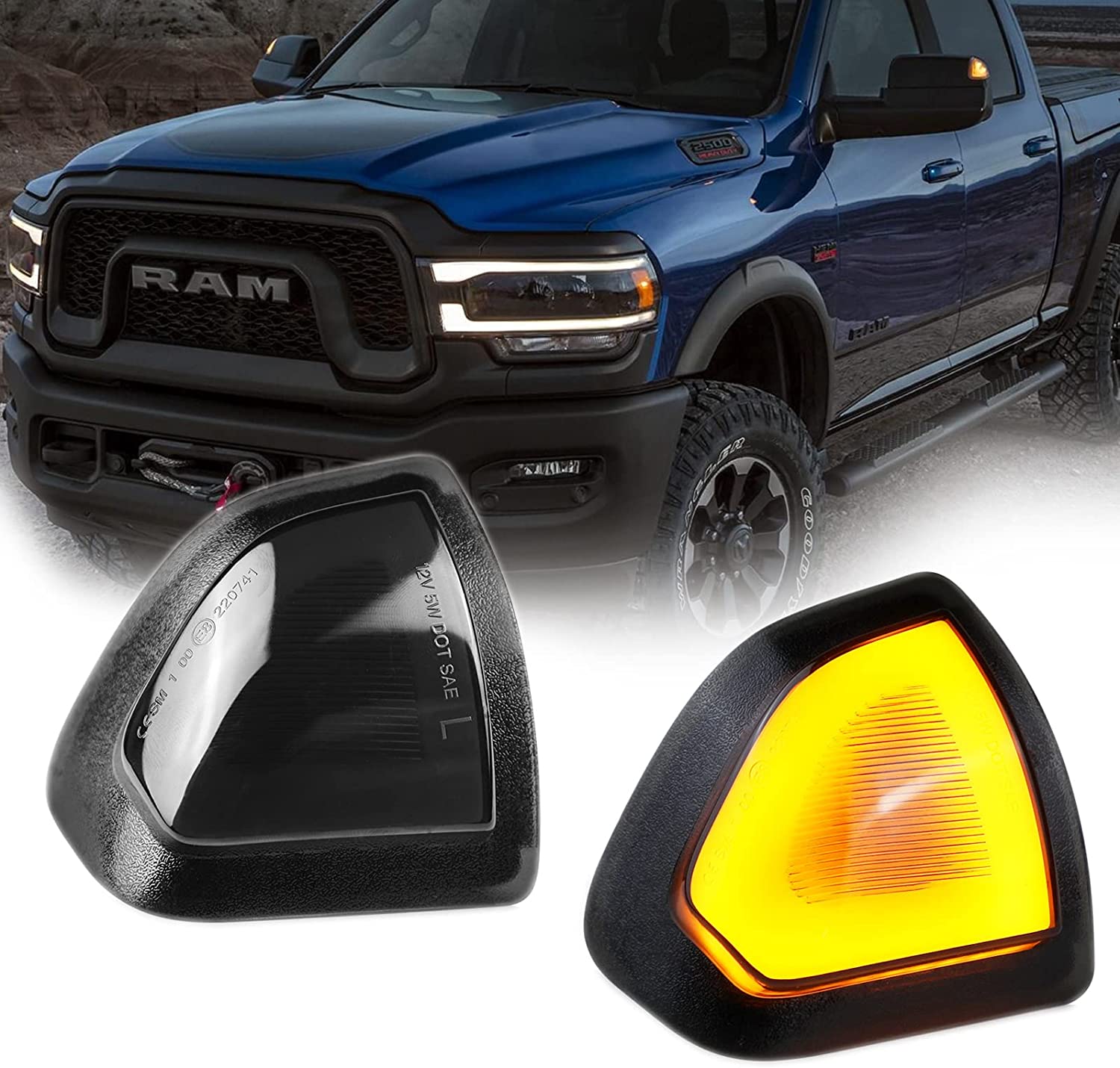 LED Side Towing Mirror Indicator Light for 2010-2018 Dodge RAM 1500 2500 3500 - OHMU