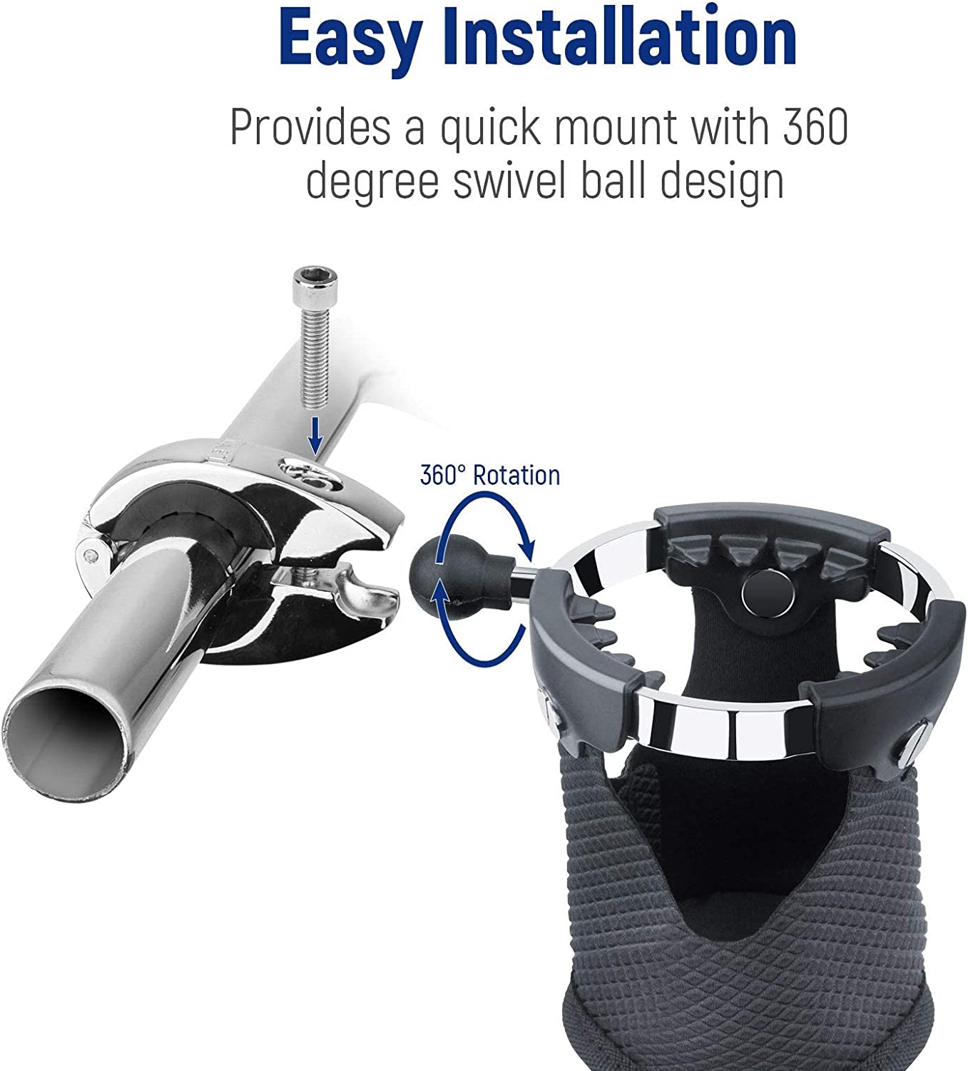 Cup Holder with 360°Swivel Ball-Mount - OHMU