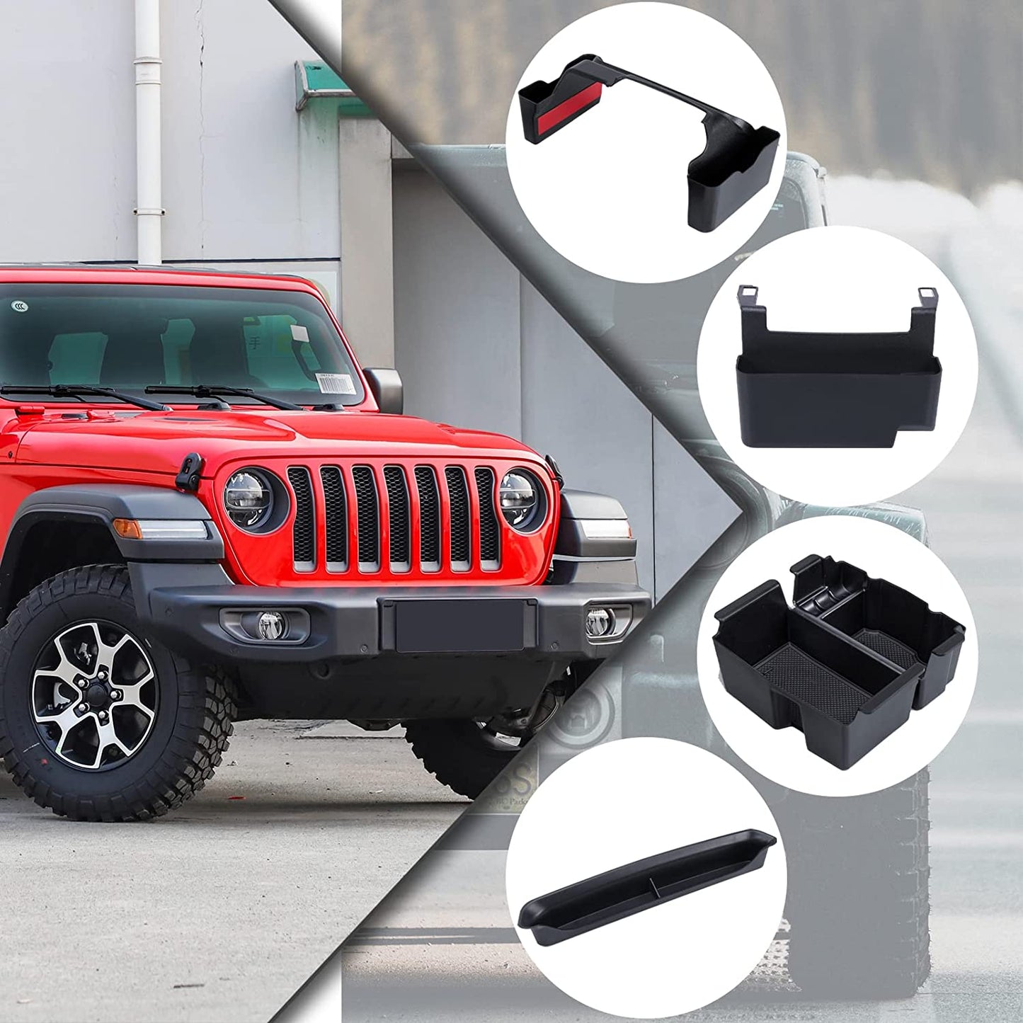 4pcs Center Console Organizer 2018-2024 Jeep Wrangler JL JLU Jeep Gladiator JT - OHMU