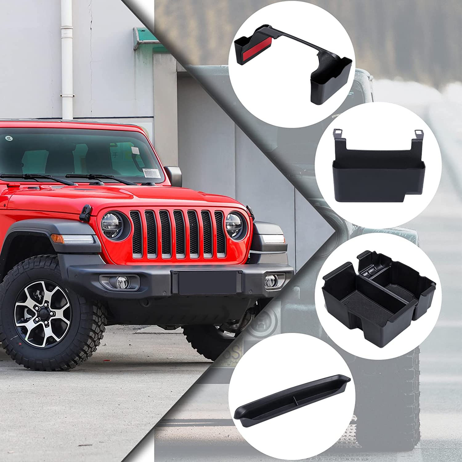 4pcs Center Console Organizer 2018-2024 Jeep Wrangler JL JLU Jeep Gladiator JT - OHMU