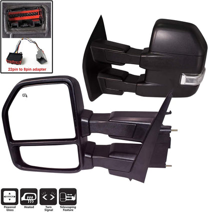 New Updated Pair towing mirror Black Housing fit for 2015 2016 2017 2018 Ford F150 - OHMU