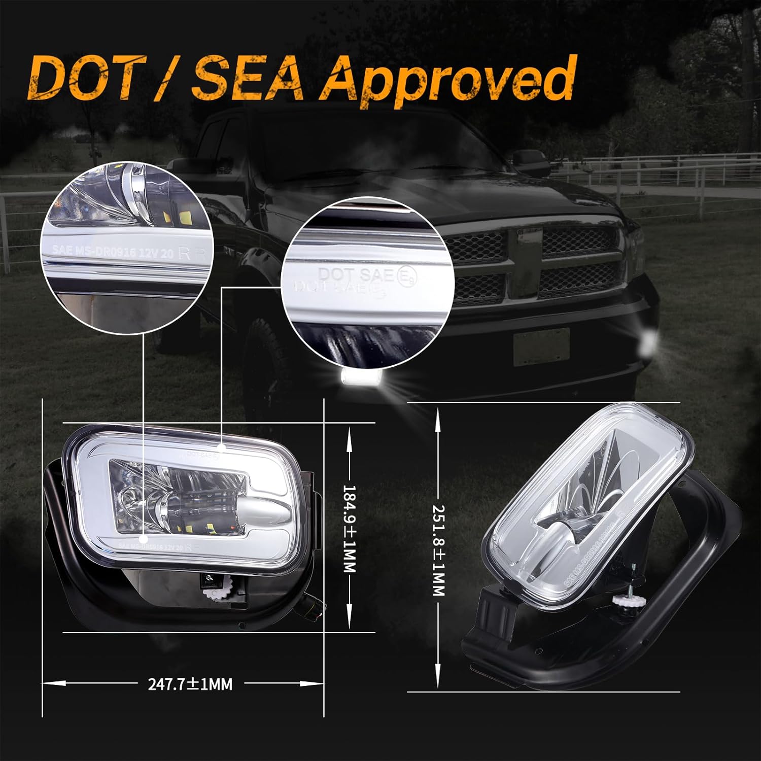 LED Fog Light for Dodge Ram 1500 2009-2012 Dodge Ram 2500/3500 2010-2018 Pickup Truck - OHMU