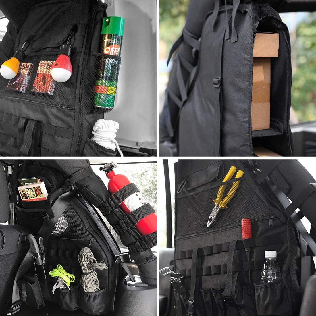 Roll Bar Storage Bag Cargo Cage for 1997-2020 Jeep Wrangler JK TJ LJ & Unlimited JL 4-Door - OHMU