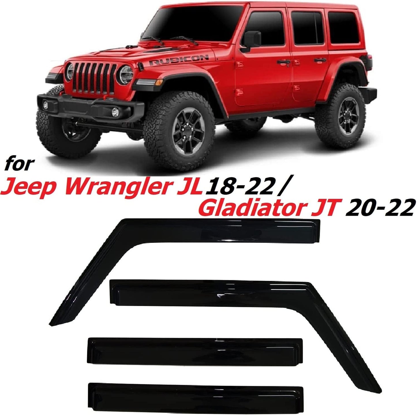 4 Piece Set Rain Guards Compatible with Jeep JL 2018 - 2023 & Jeep Gladiator JT 2020 - 2023