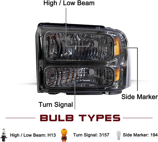 Headlight Assembly with 2005-2007 Ford F250 F350 F450 F550