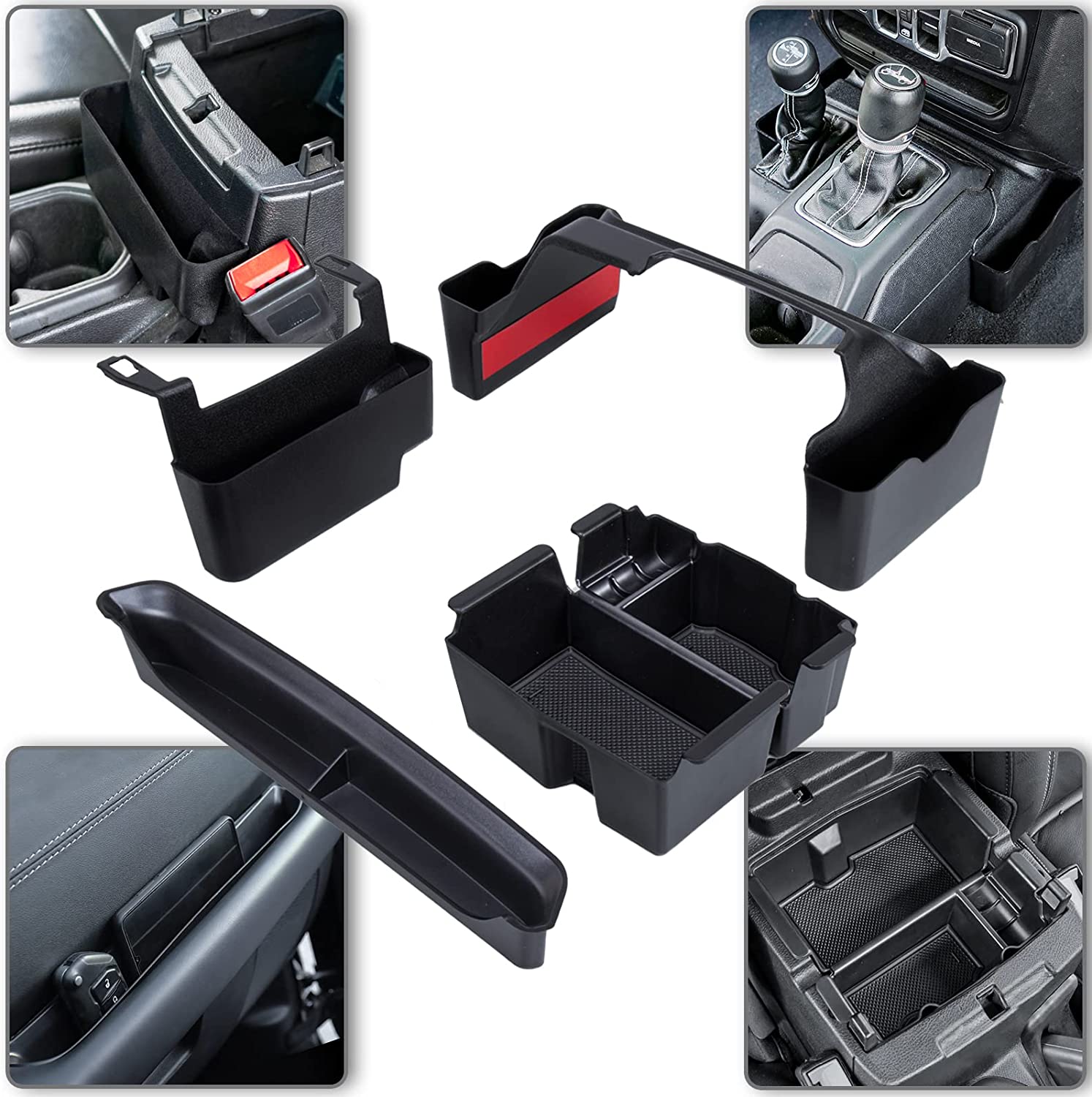 4pcs Center Console Organizer 2018-2024 Jeep Wrangler JL JLU Jeep Gladiator JT - OHMU