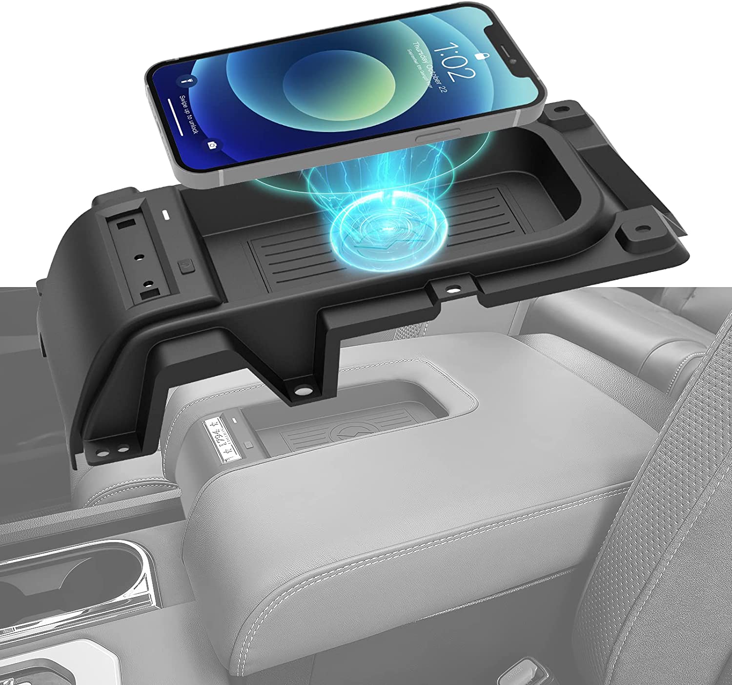 Center Console Wireless Charger for Toyota Tundra 2014 2015 2016 2017 2018 2019 2020 2021 - OHMU